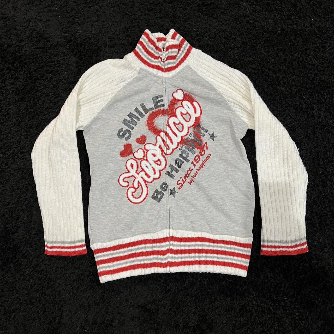 fiorucci red white and grey varsity style jacket.... Depop