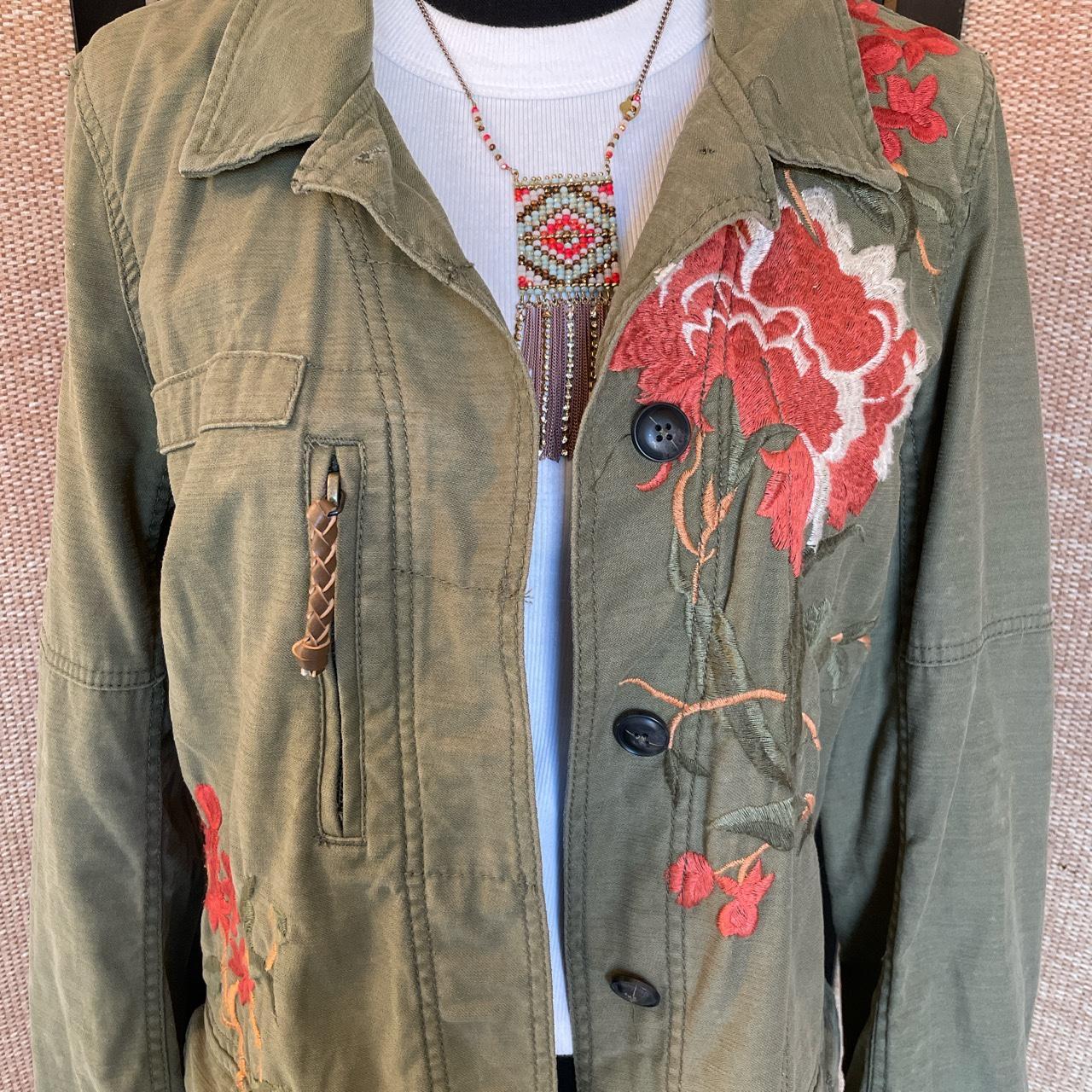 Anthropologie Embroidered Field Jacket in excellent