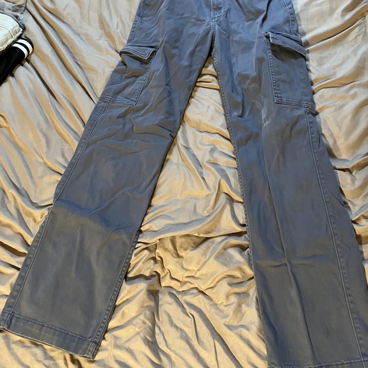 Washed blue high waisted cargo pants, Hollister,... Depop