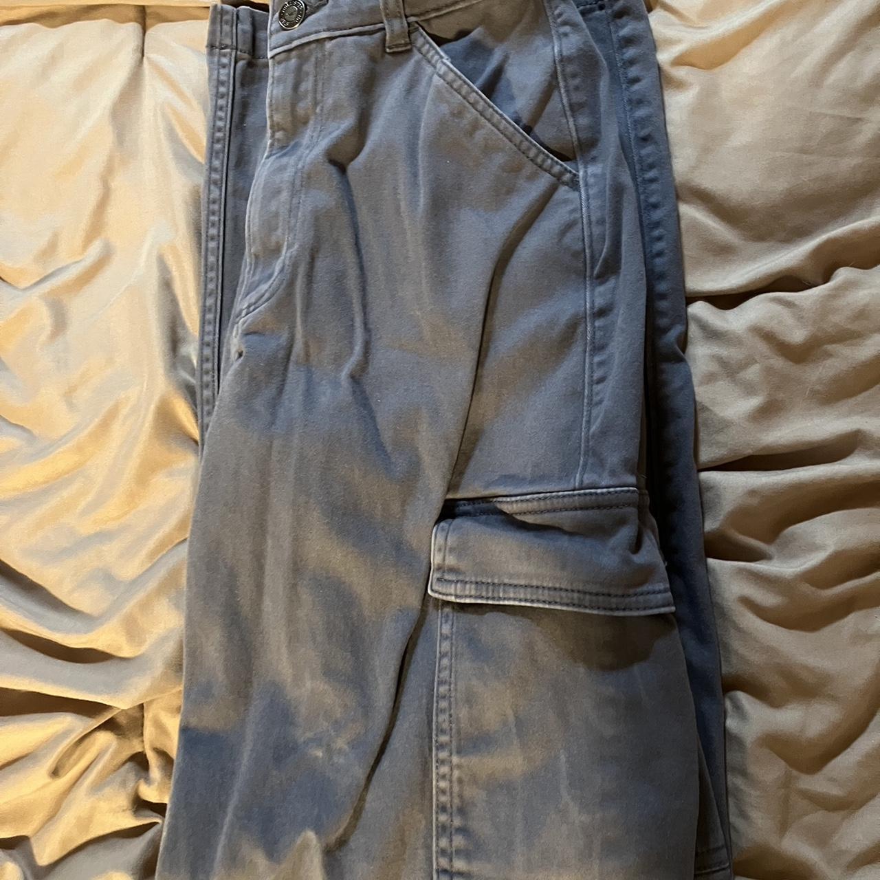 Washed blue high waisted cargo pants, Hollister,... - Depop