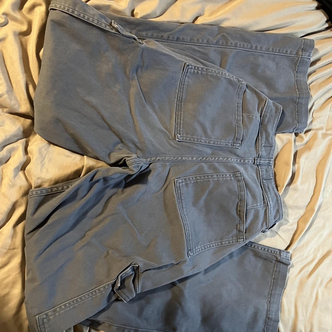 Washed blue high waisted cargo pants, Hollister,... Depop