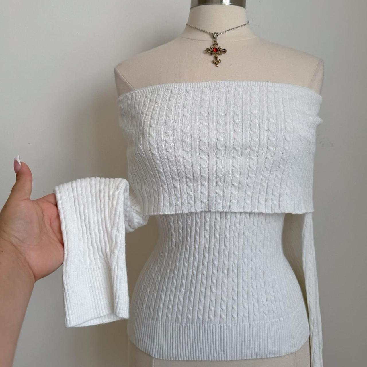 Y2k off the shoulder knit sweater Long sleeve... - Depop