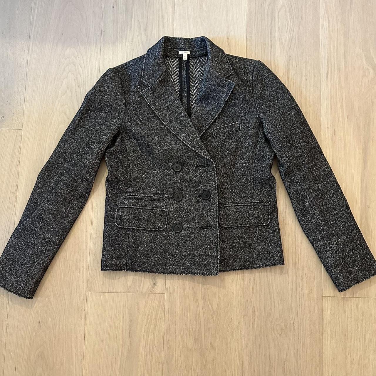 J Crew black tweed blazer jacket. Size 6. Button up... - Depop