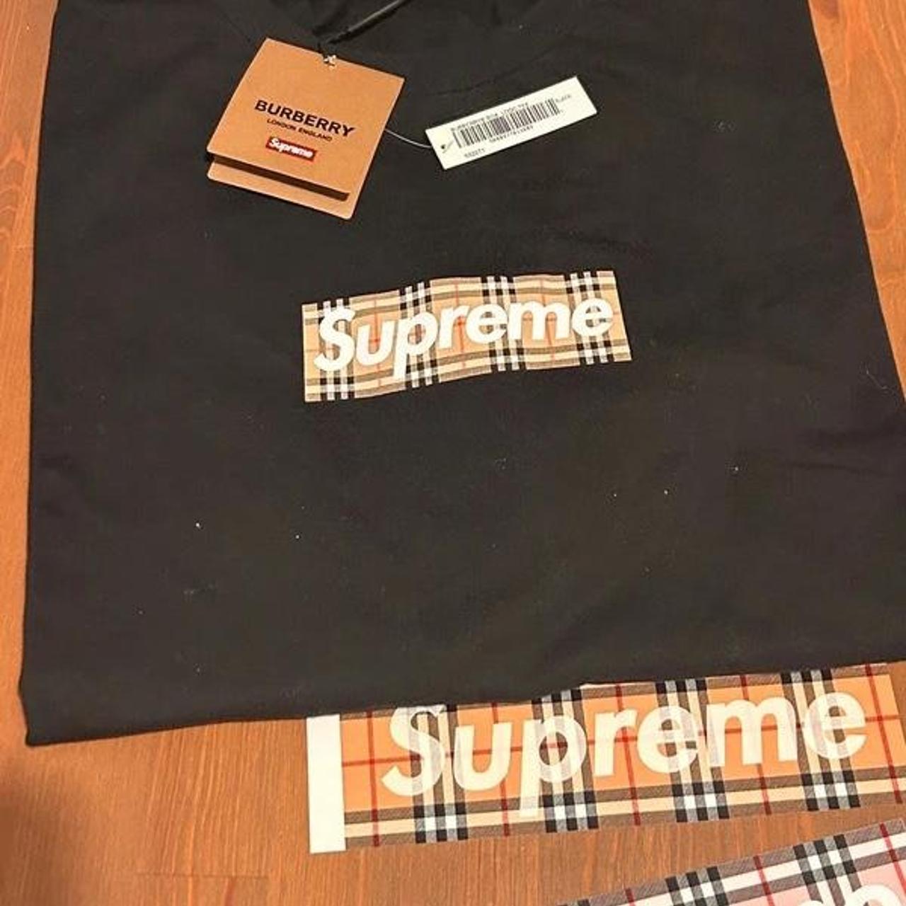 Supreme burberry box logo tee black, - size L, - brand...