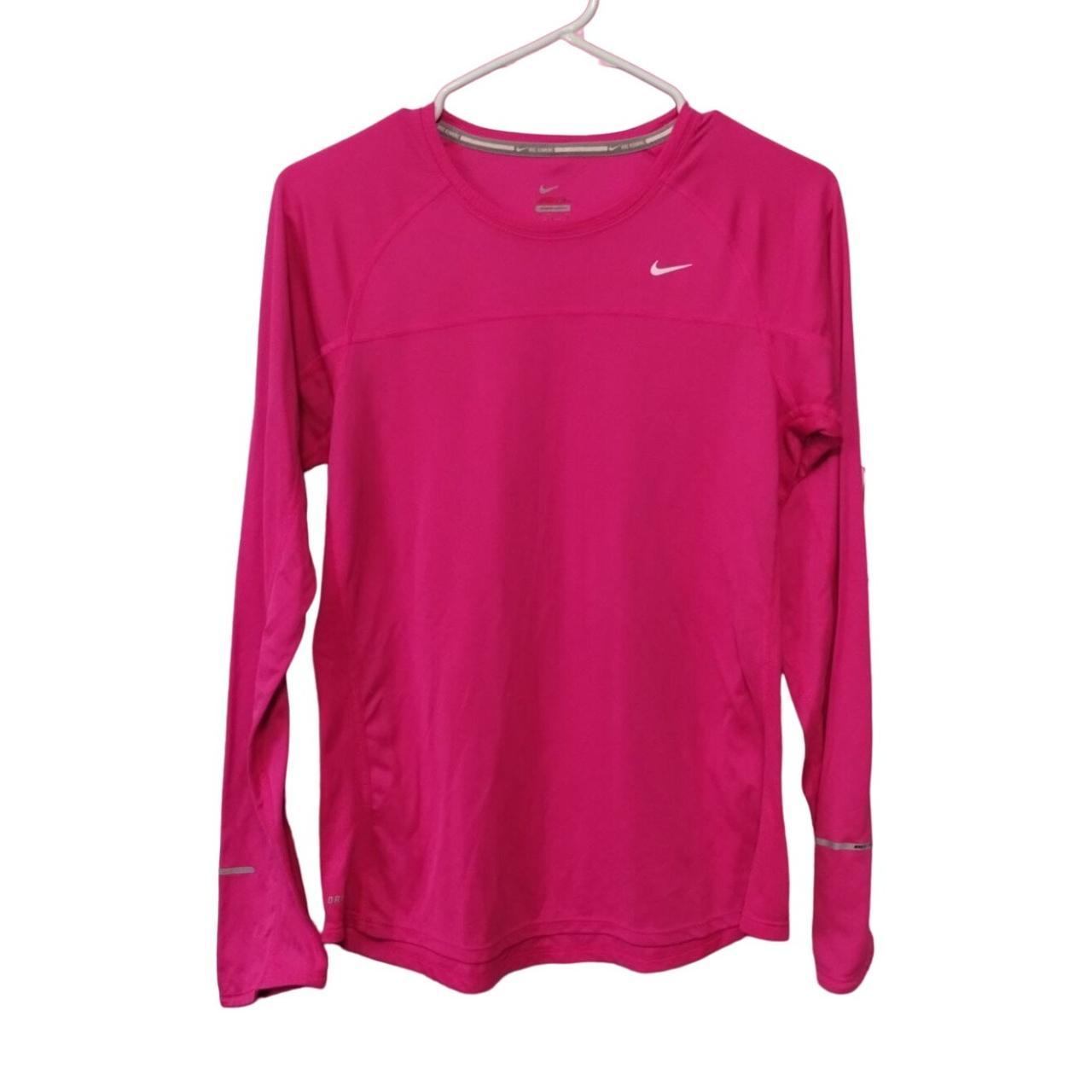 Nike Dri Fit Miler Running Shirt Pink Reflective... Depop