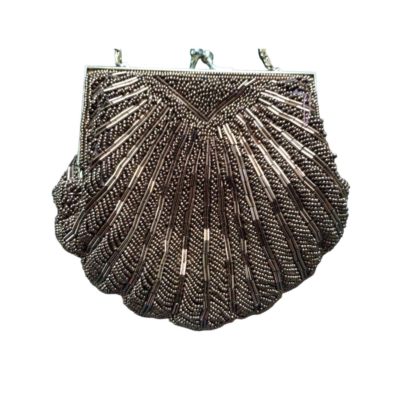 VTG Bronze Shell Beaded Evening Bag (w/ MATCHING - Depop