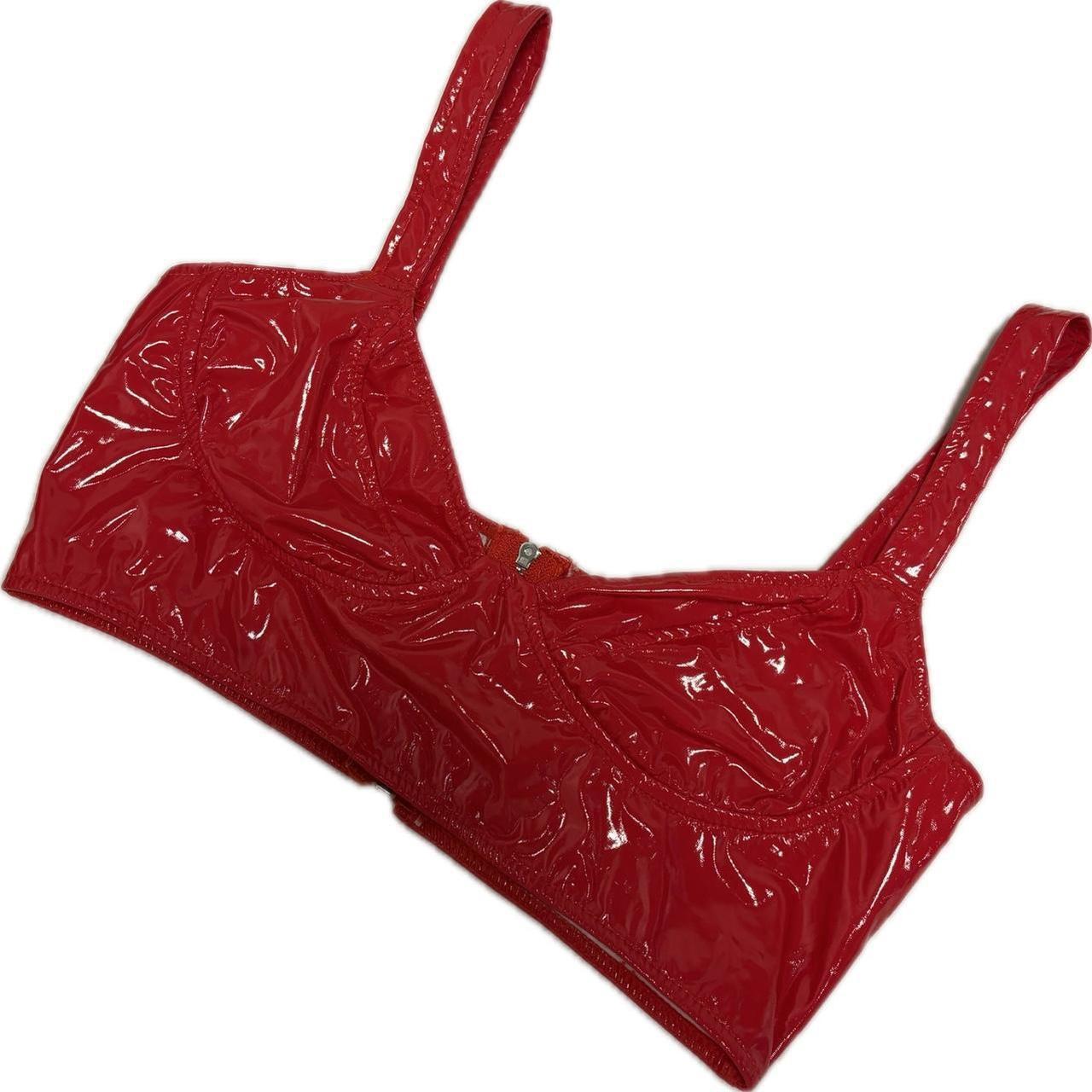 Red latex bralette deals