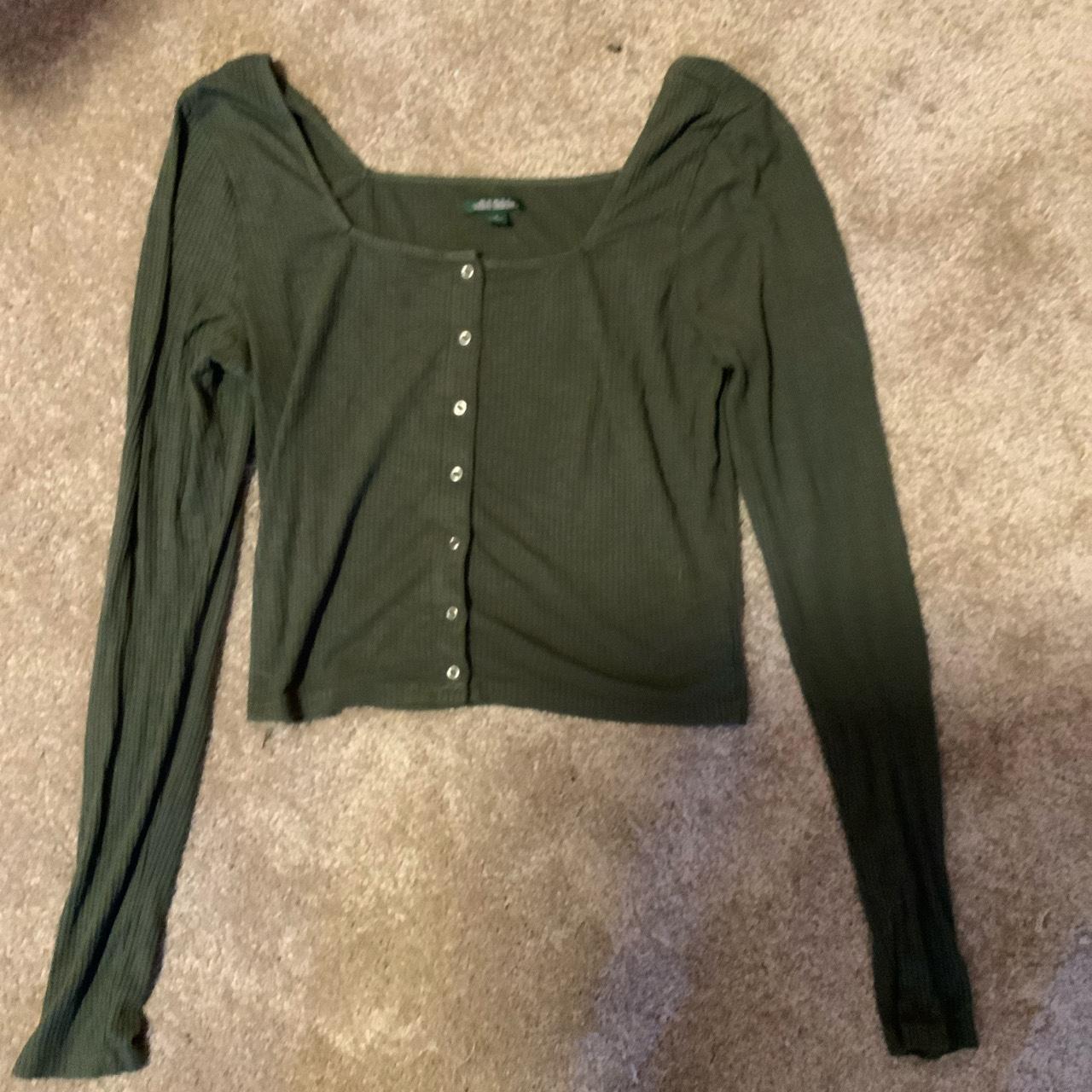 Wild Fable Olive Green Long-Sleeve Crop Top