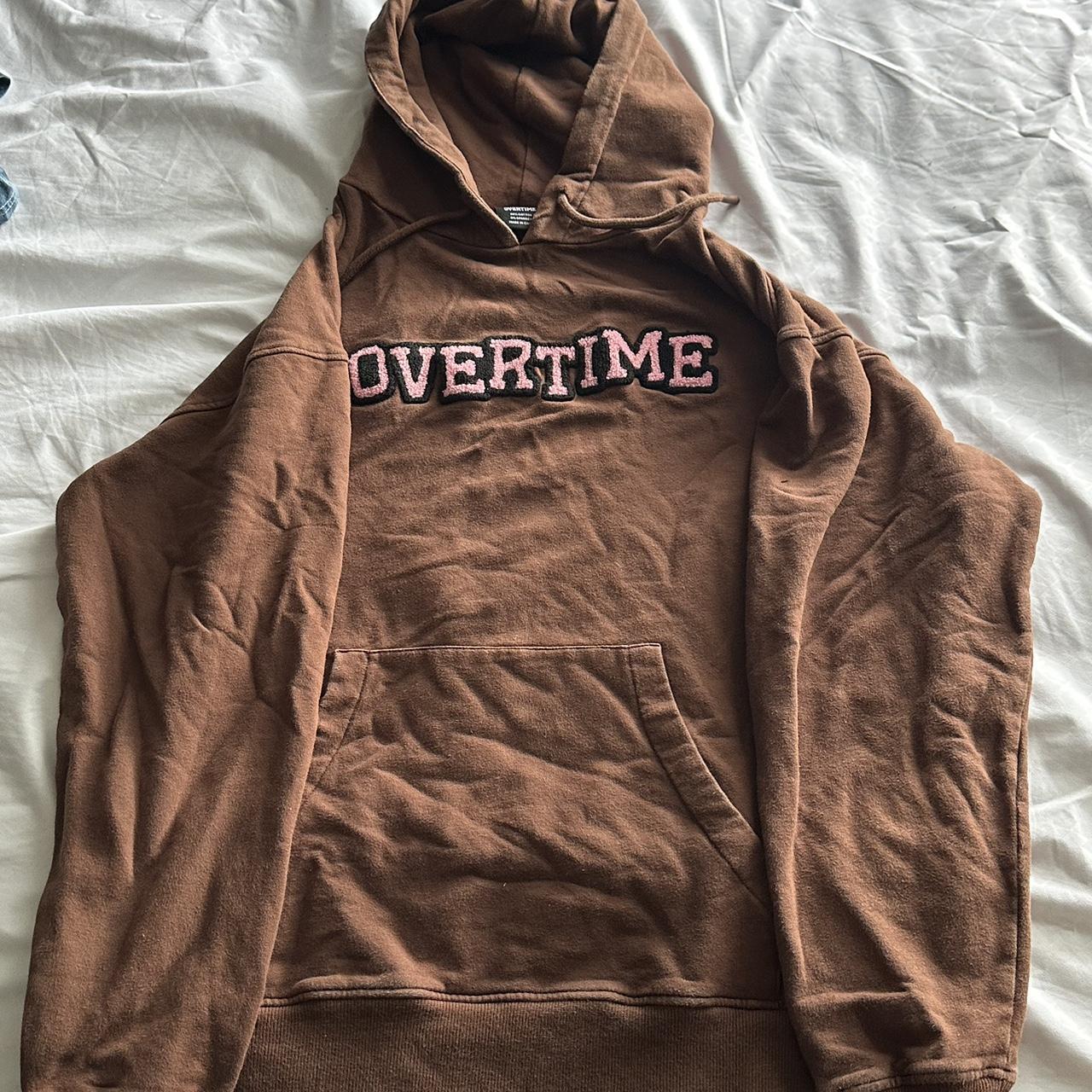 Brown/Pink Overtime Hoodie Excellent Condition... Depop