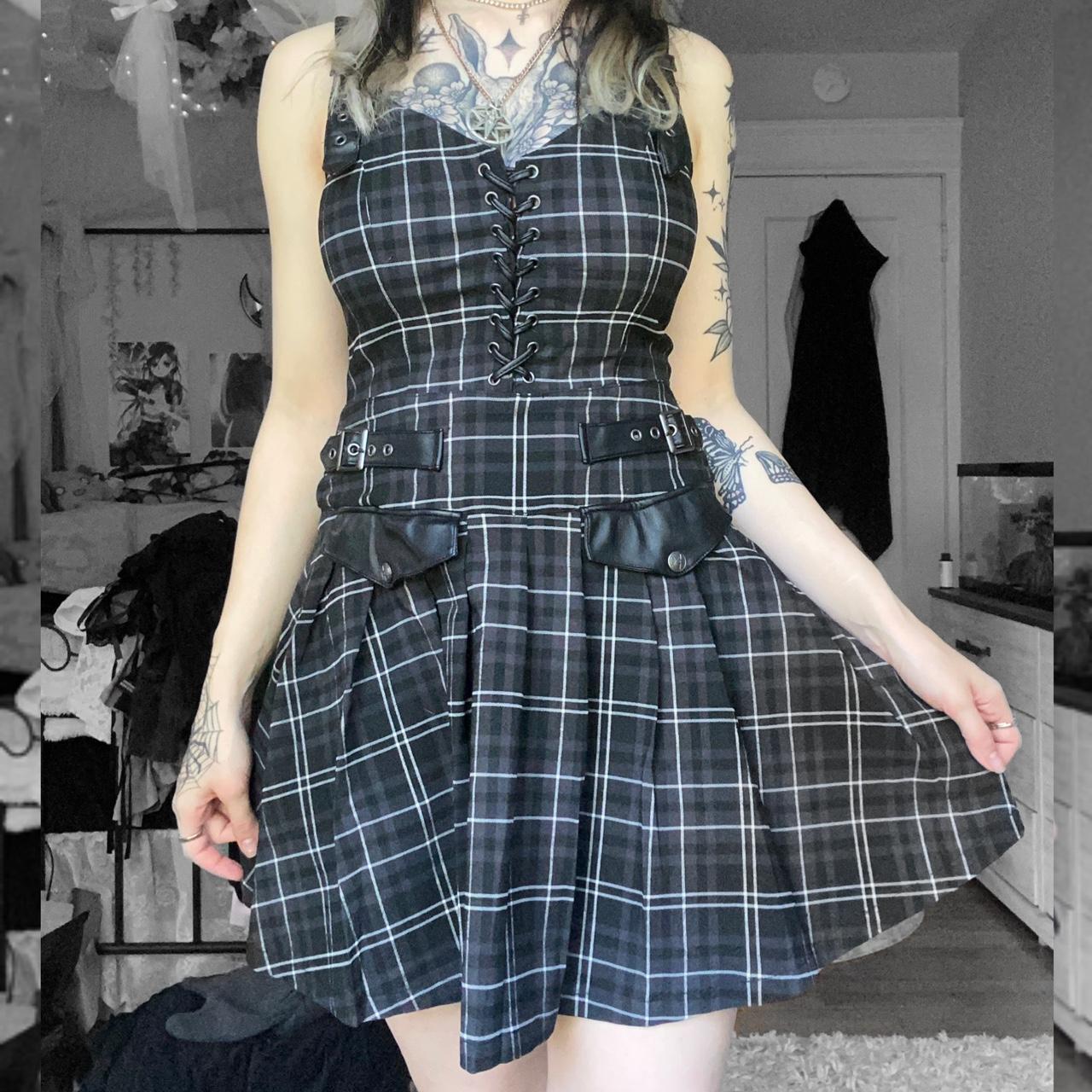 Distortion Pleated Dress | Blood Tartan