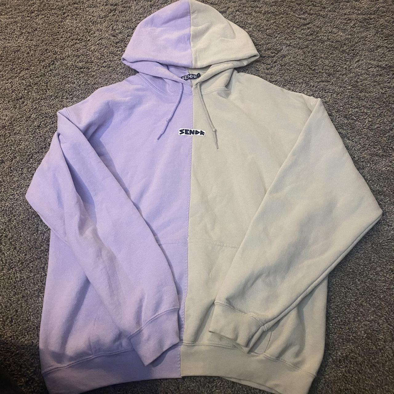 sendr hoodie beige and purple no stains good Depop