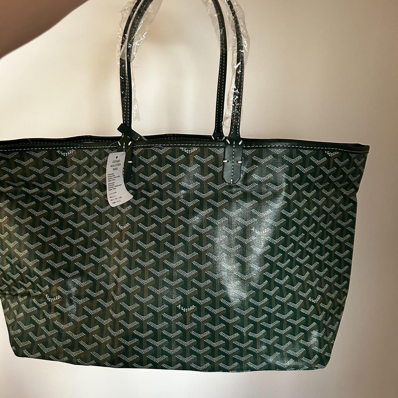 green vintage goyard tote bag in a cute green... - Depop