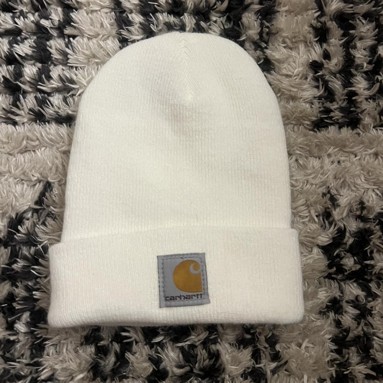 small white carhartt beanie Depop