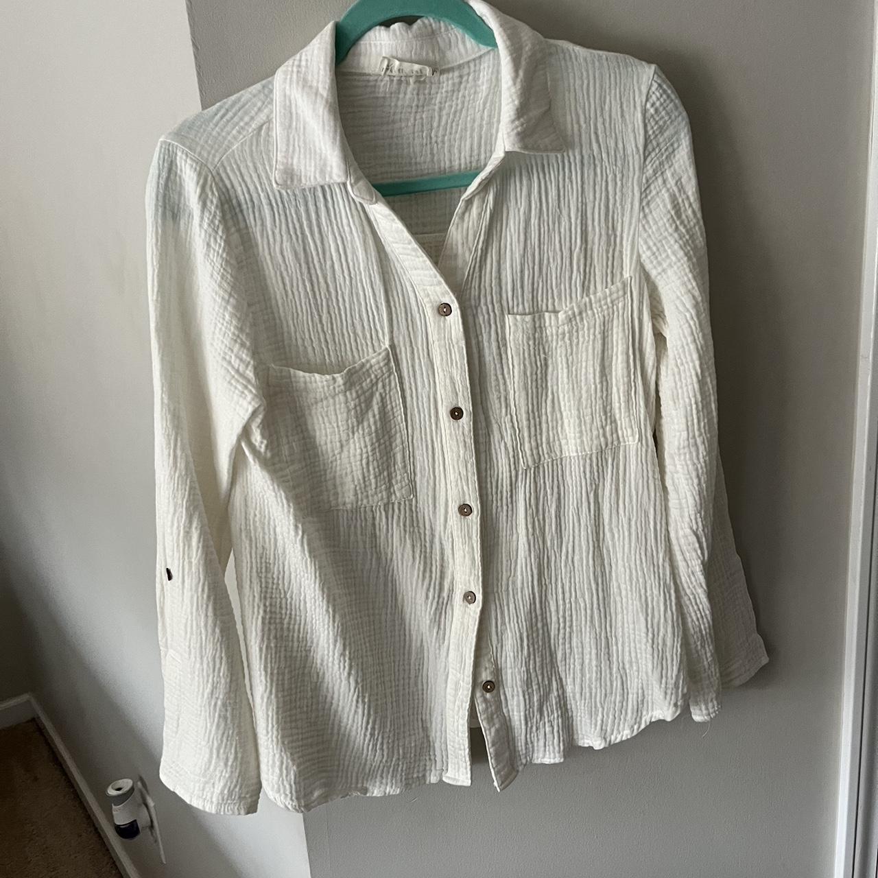These Three Boutique Button up gauze like material... - Depop