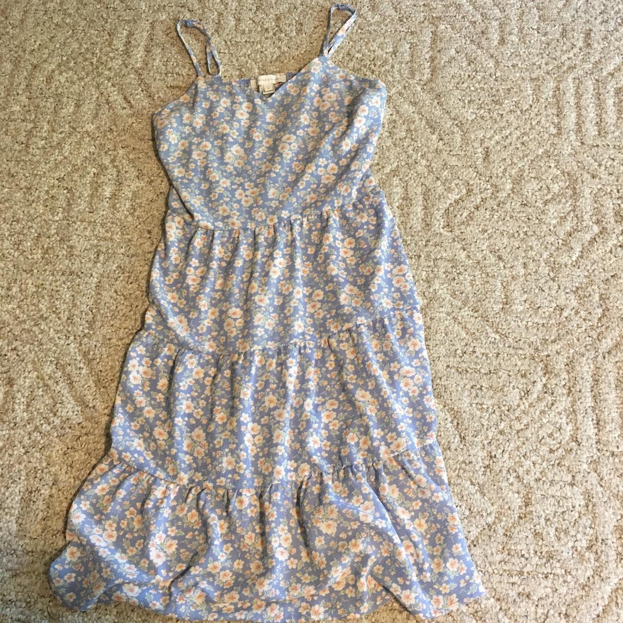 Medium, light blue with flowers dress, Monteau Los... - Depop