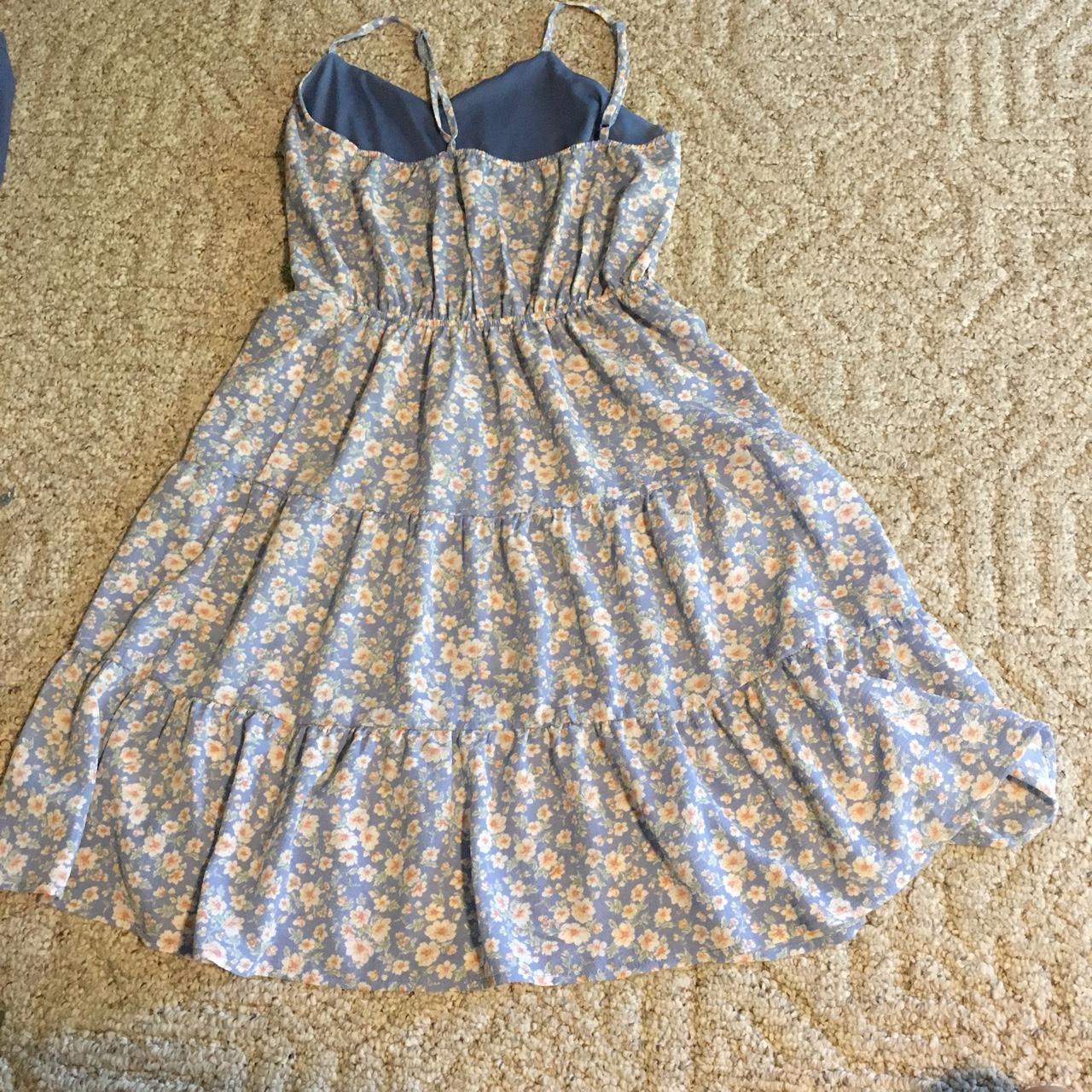 Medium, light blue with flowers dress, Monteau Los... - Depop