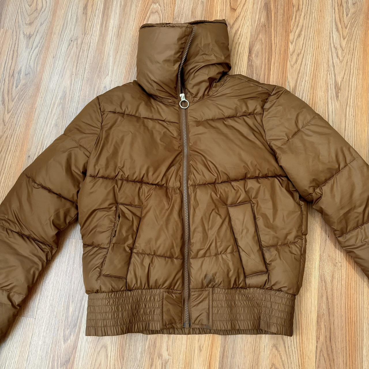 Brown Hollister cropped puffer jacket Minor Depop