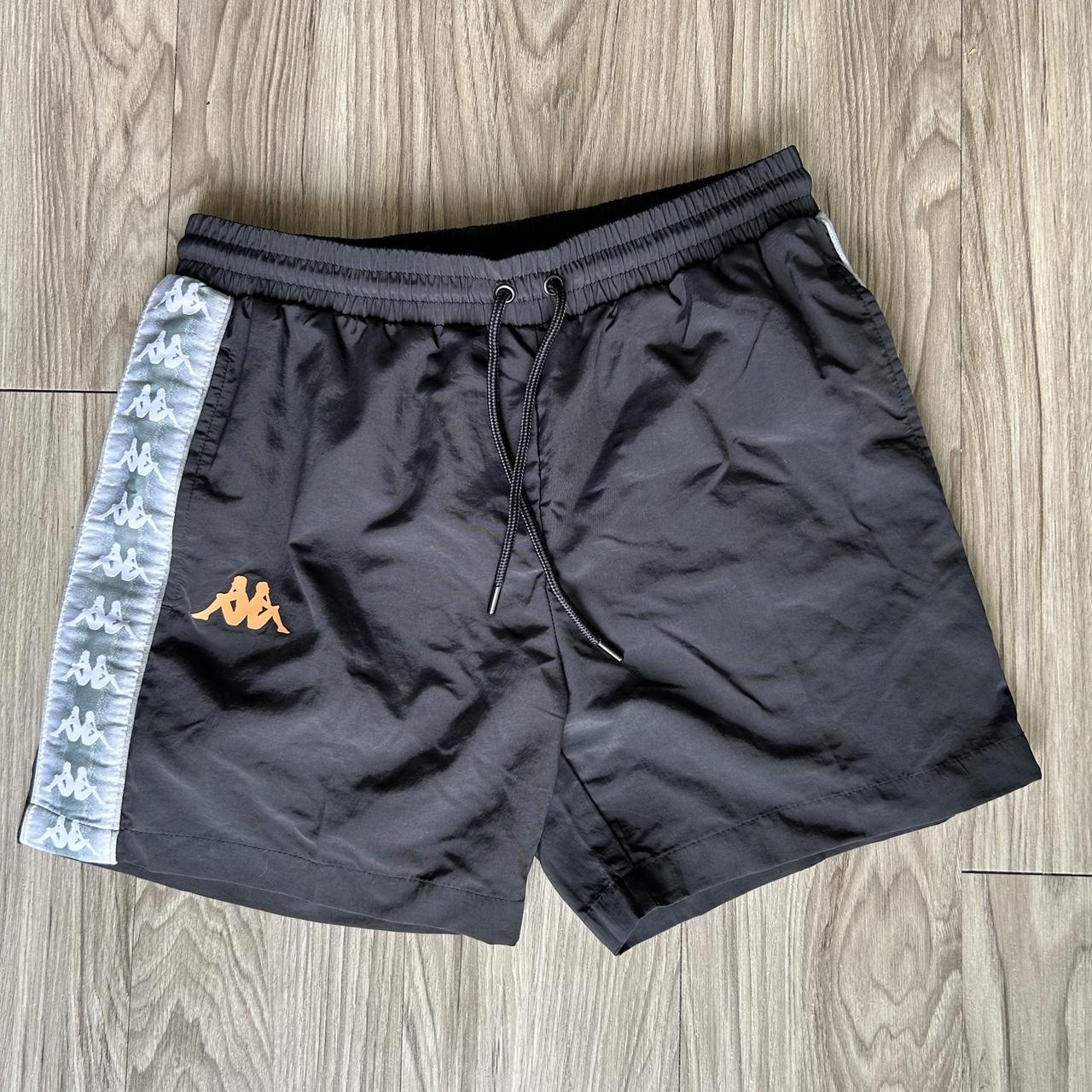 Black Kappa shorts with logo taped sides •brand... Depop