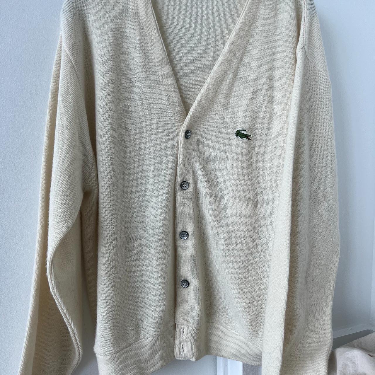Vintage Lacoste Knit Cardigan Sweater in AMAZING... - Depop