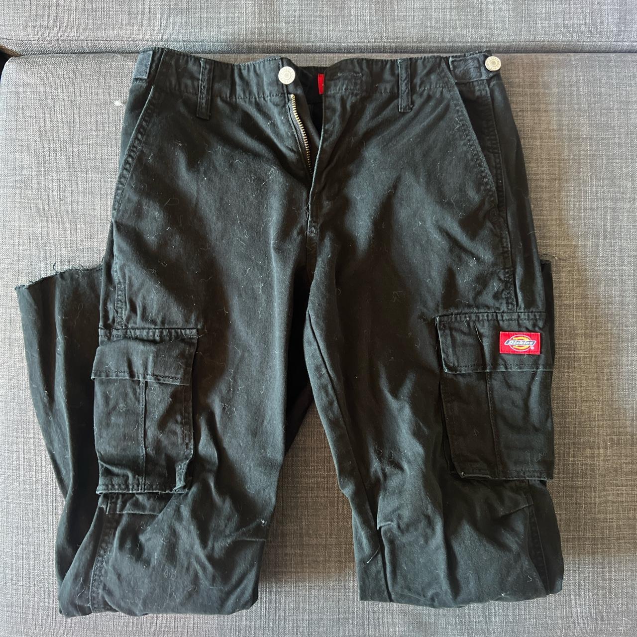 mid waisted black dickie cargo pants, lightly worn Depop