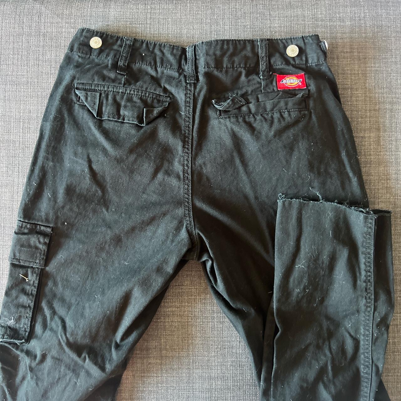 mid waisted black dickie cargo pants, lightly worn - Depop