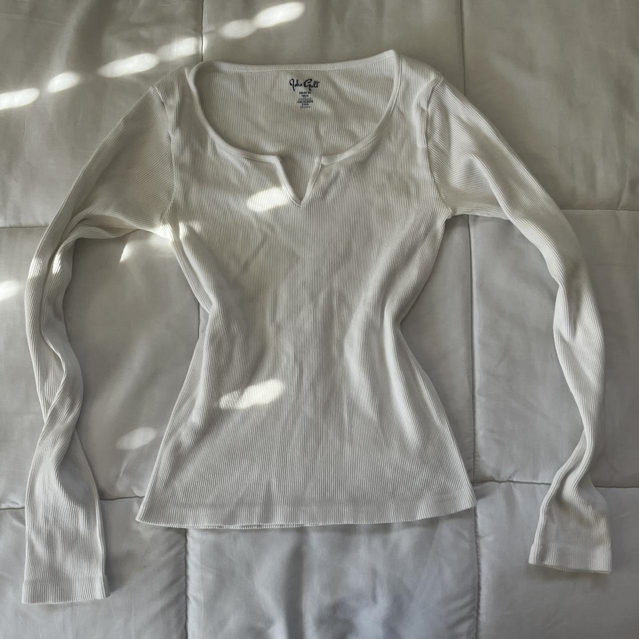 Brandy Melville, Tops, Brandy Melville Zelly Ribbed Long Sleeve Top White