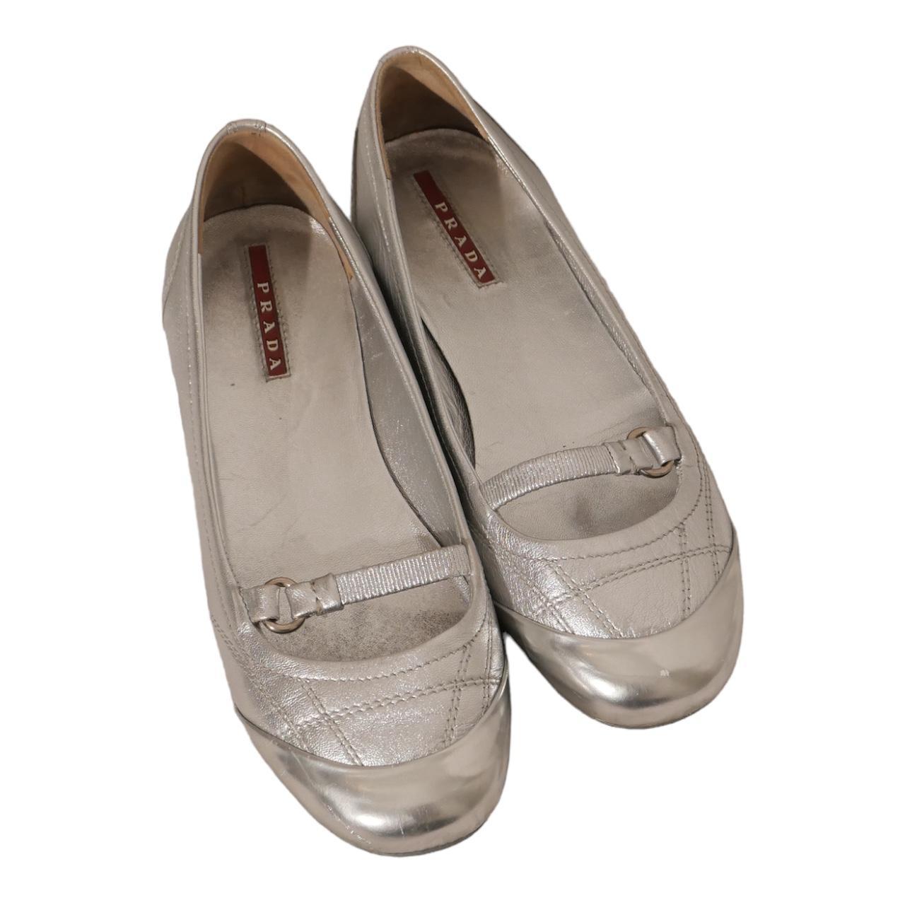 ARCHIVE PRADA FW Y2K Silver ballerina/mary jane | Depop
