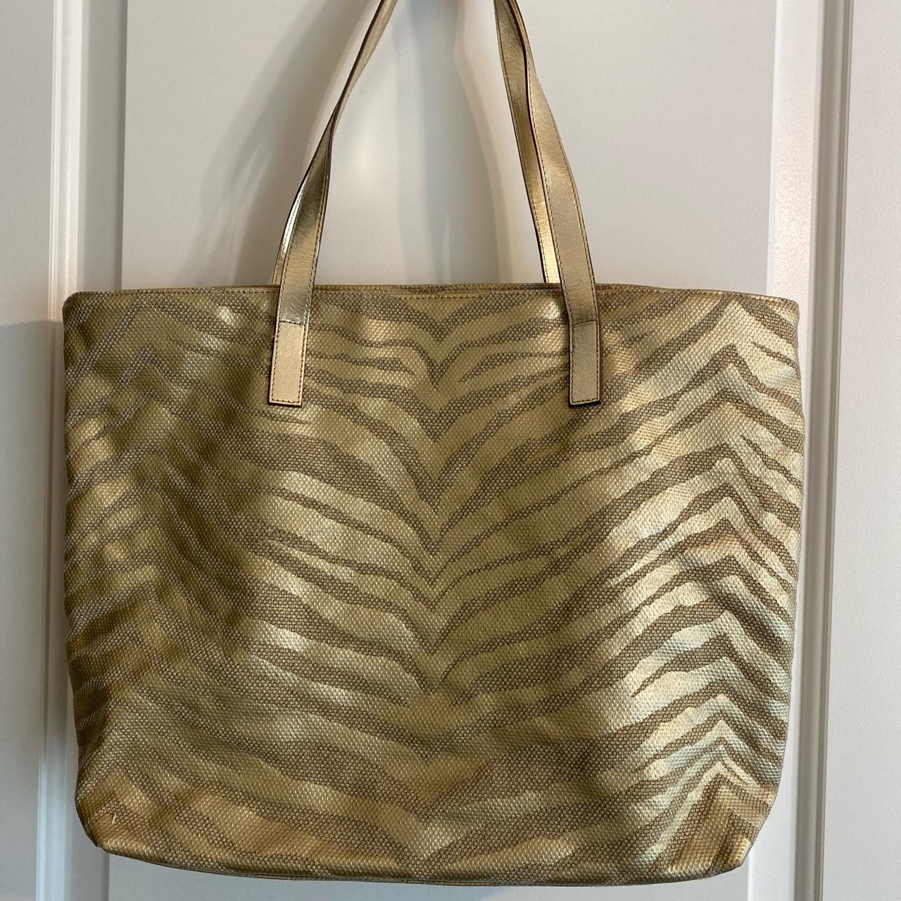 Canvas Monogram Michael Kors tote bag with gold - Depop