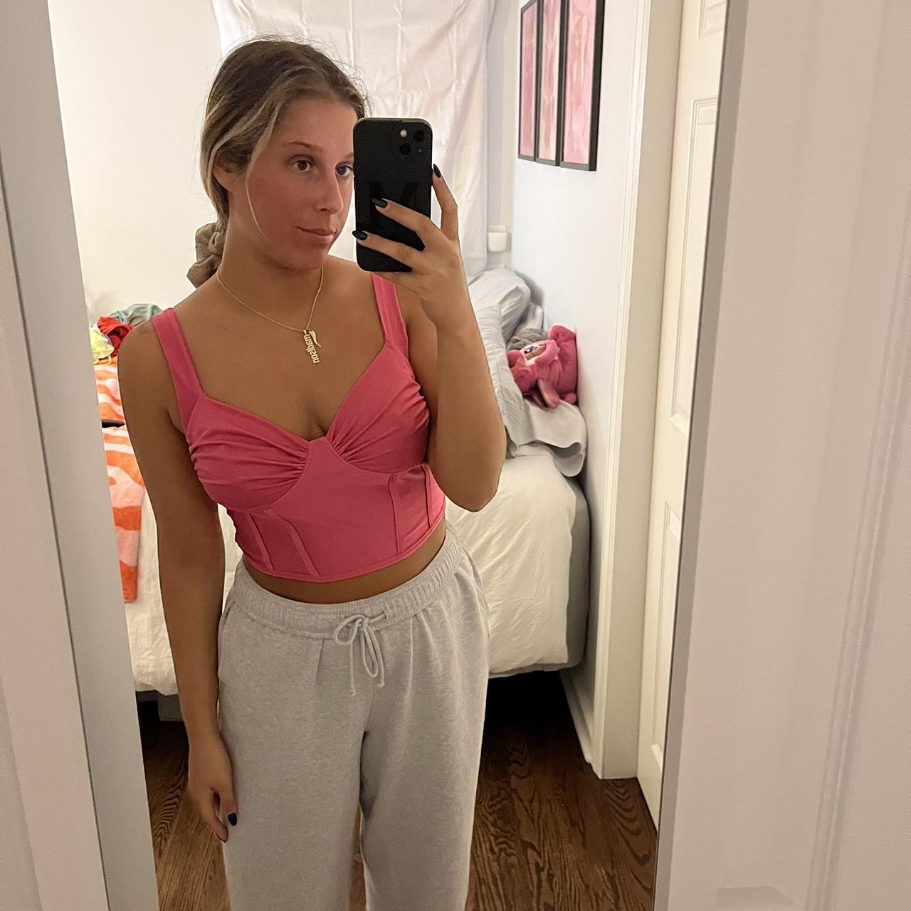 shein pink corset tank size large brand new Depop