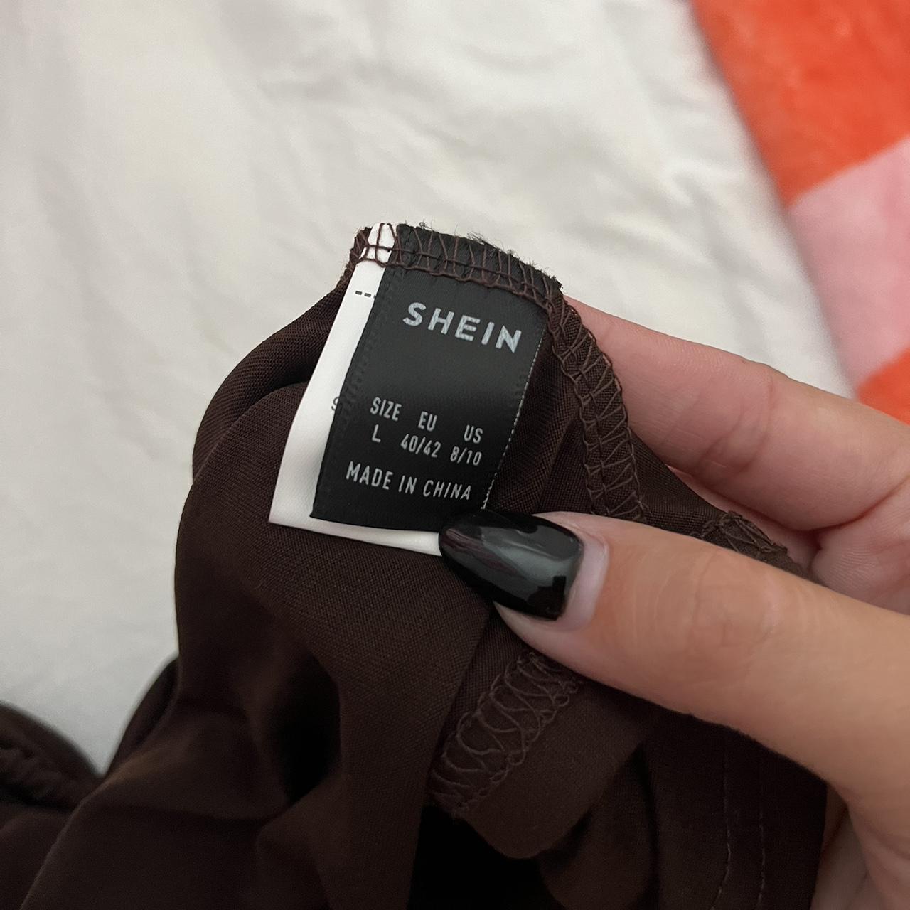 shein brown tie front crop top size large brand new Depop