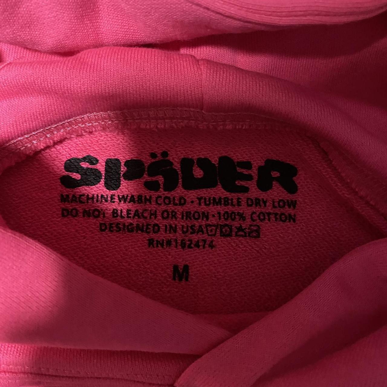 sp5der worldwide p1nk hoodie size medium brand... - Depop