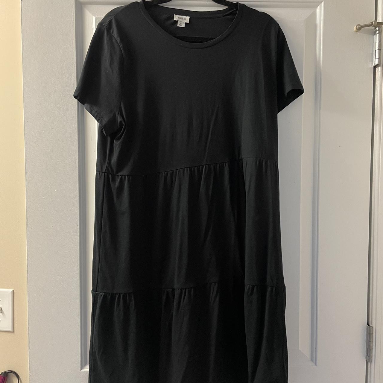 J Crew midi layered t shirt dress, black Size Large... Depop