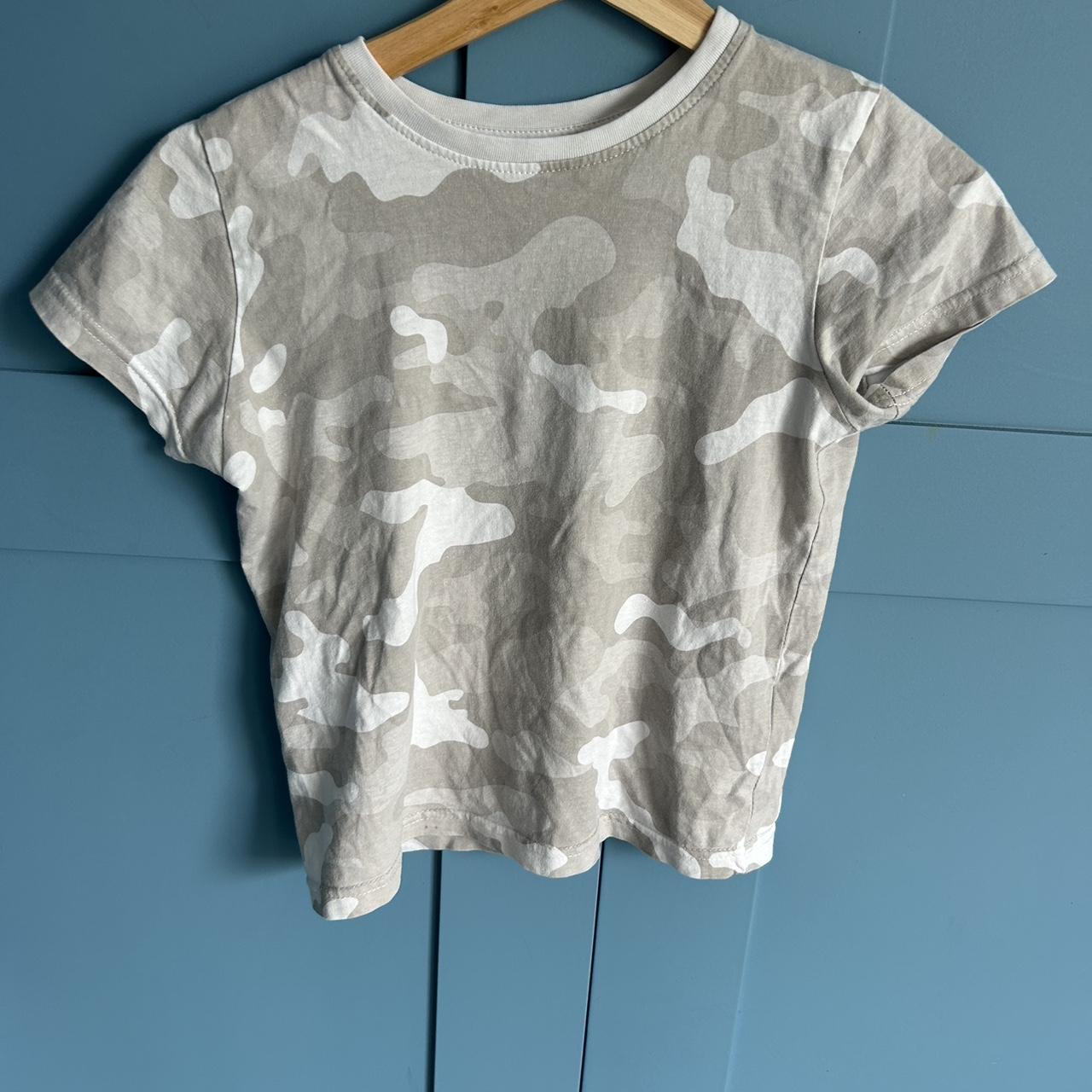 Primark camo print baby tee Labelled 7 8 yrs shown. Depop