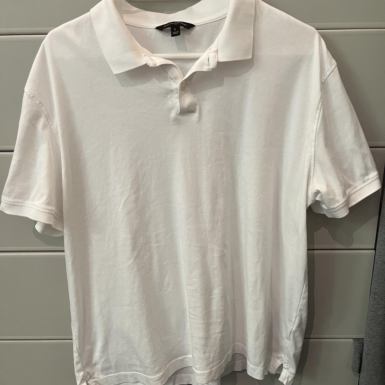 Banana Republic white collared polo shirt Size... - Depop