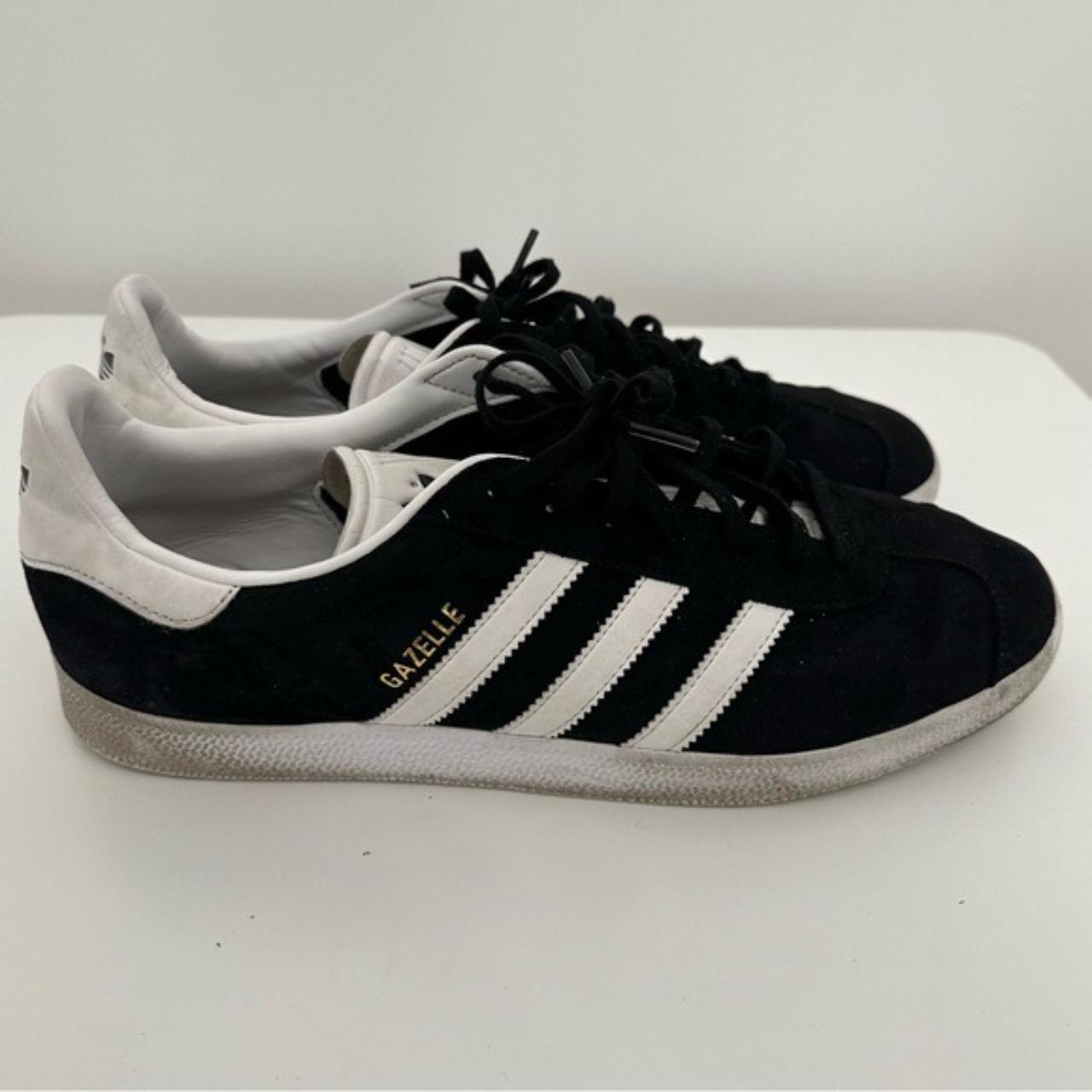 Addias gazelle 3 stripe Mens size 13 suede black and... - Depop