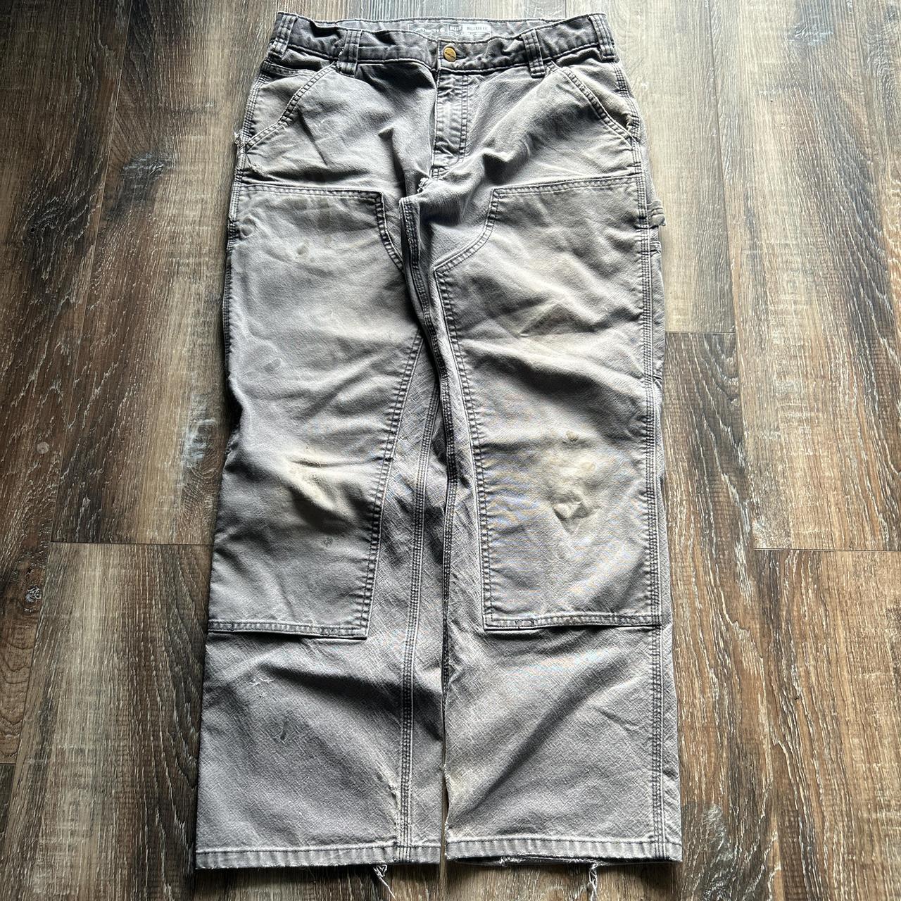 Grey Double knee carhartt Amazing fit😍 Huge hole in... Depop