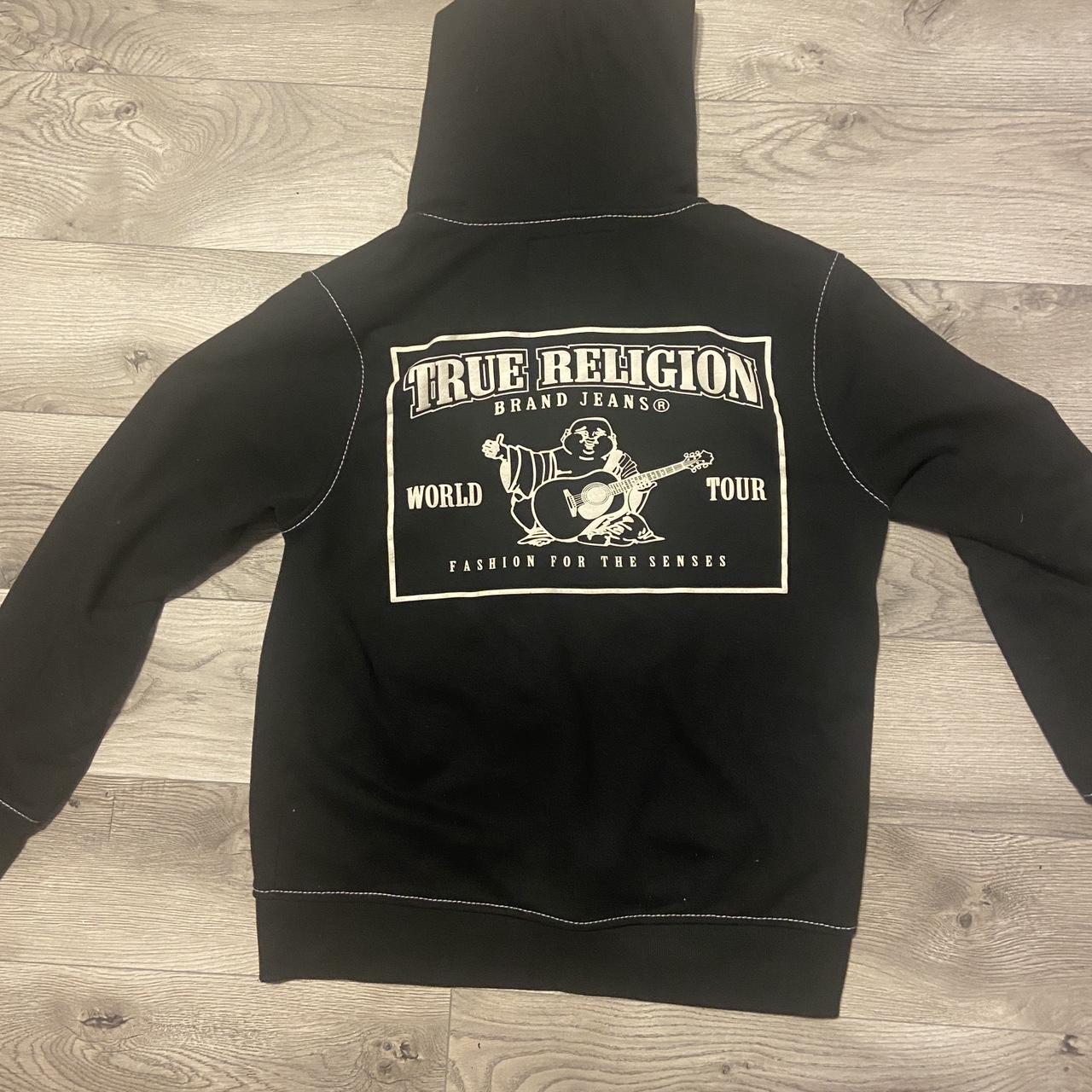 black true religion hoodie in perfect condition.... Depop
