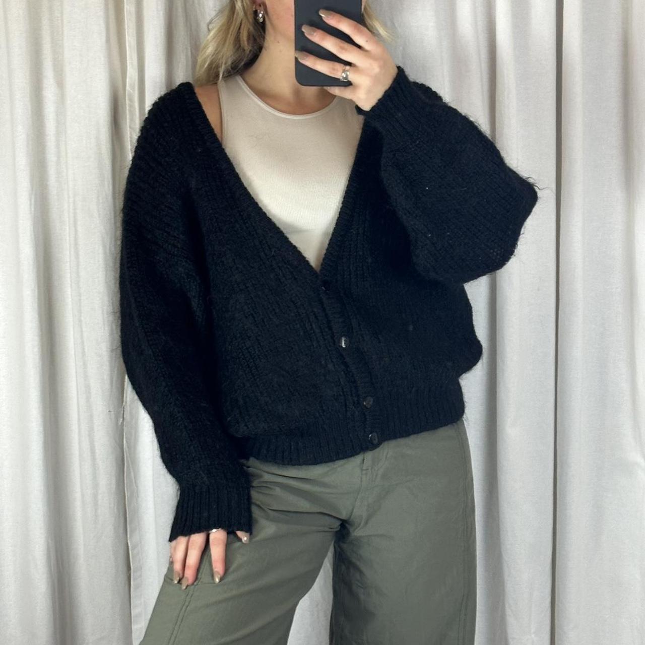 Vintage mohair cardigan Fluffy black cardigan in a... - Depop
