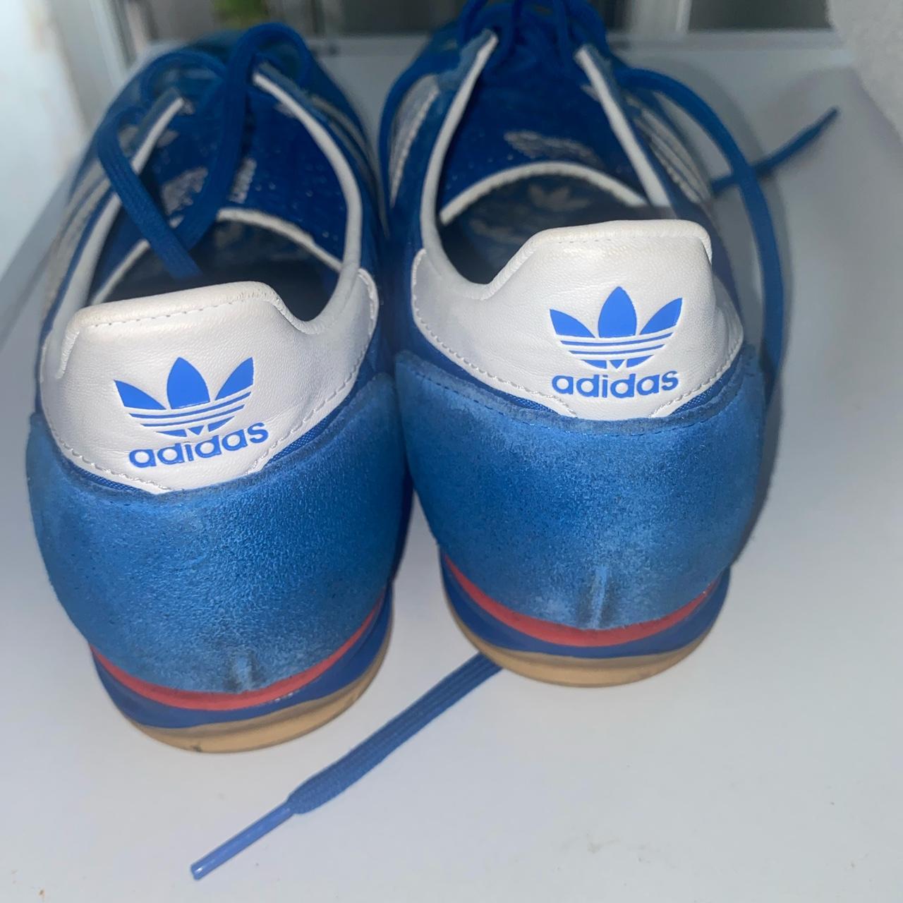 Blue adidas trainers , slight scuff to suede (see... - Depop
