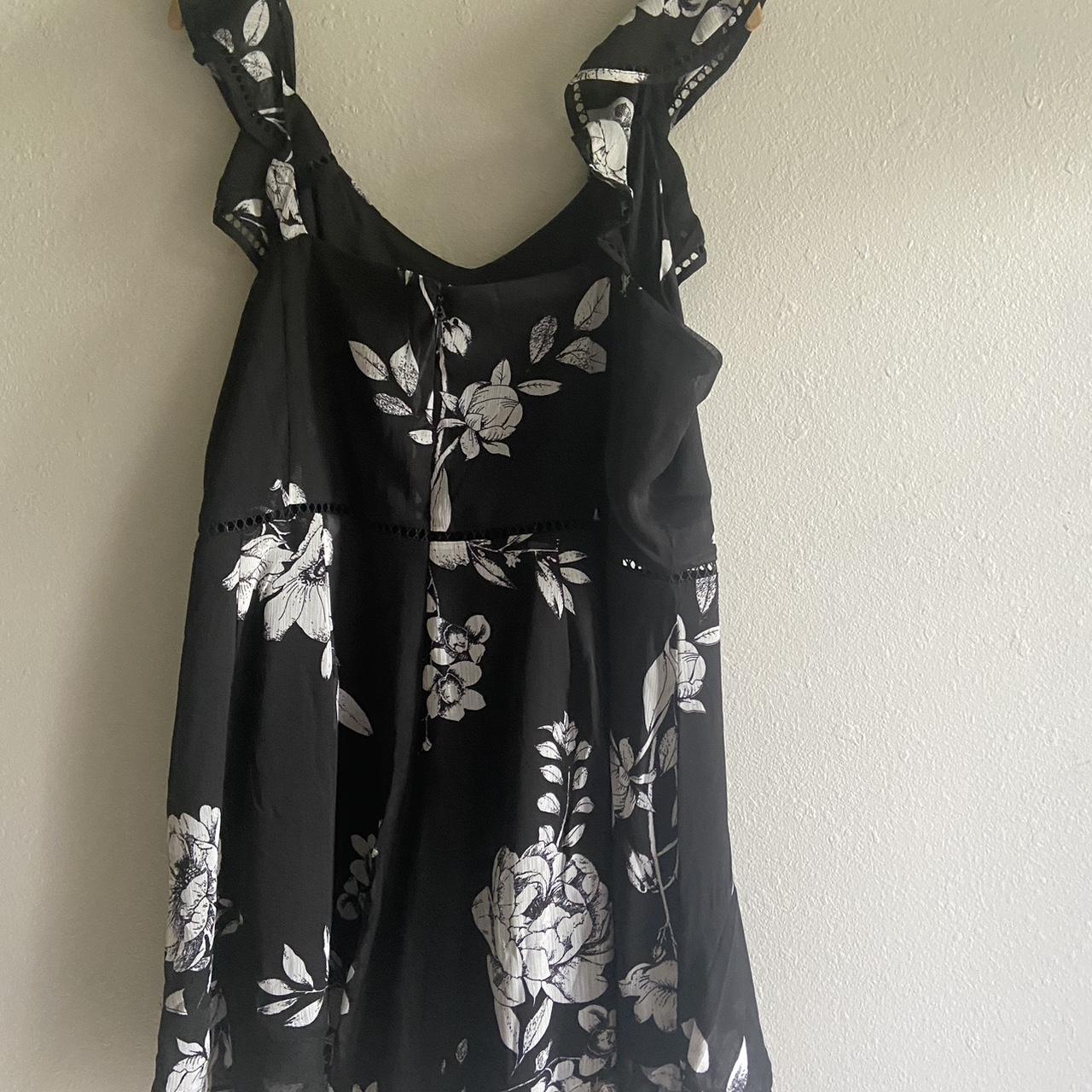 Black and white floral Romper size 18 Depop