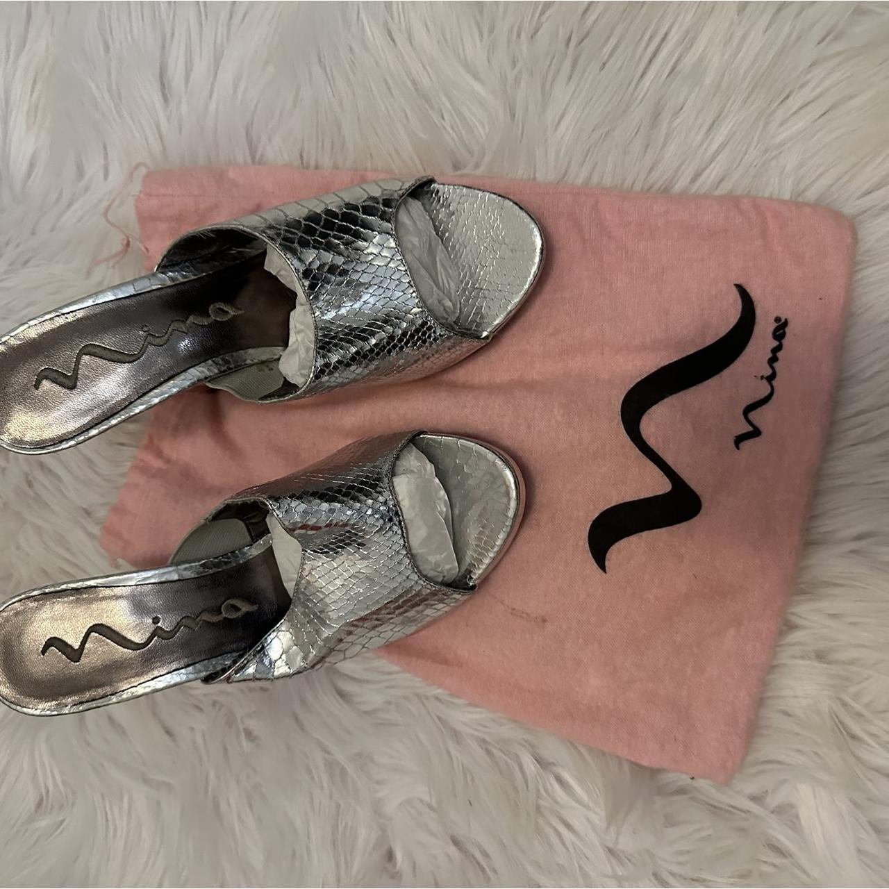 nina silver wedge shoes