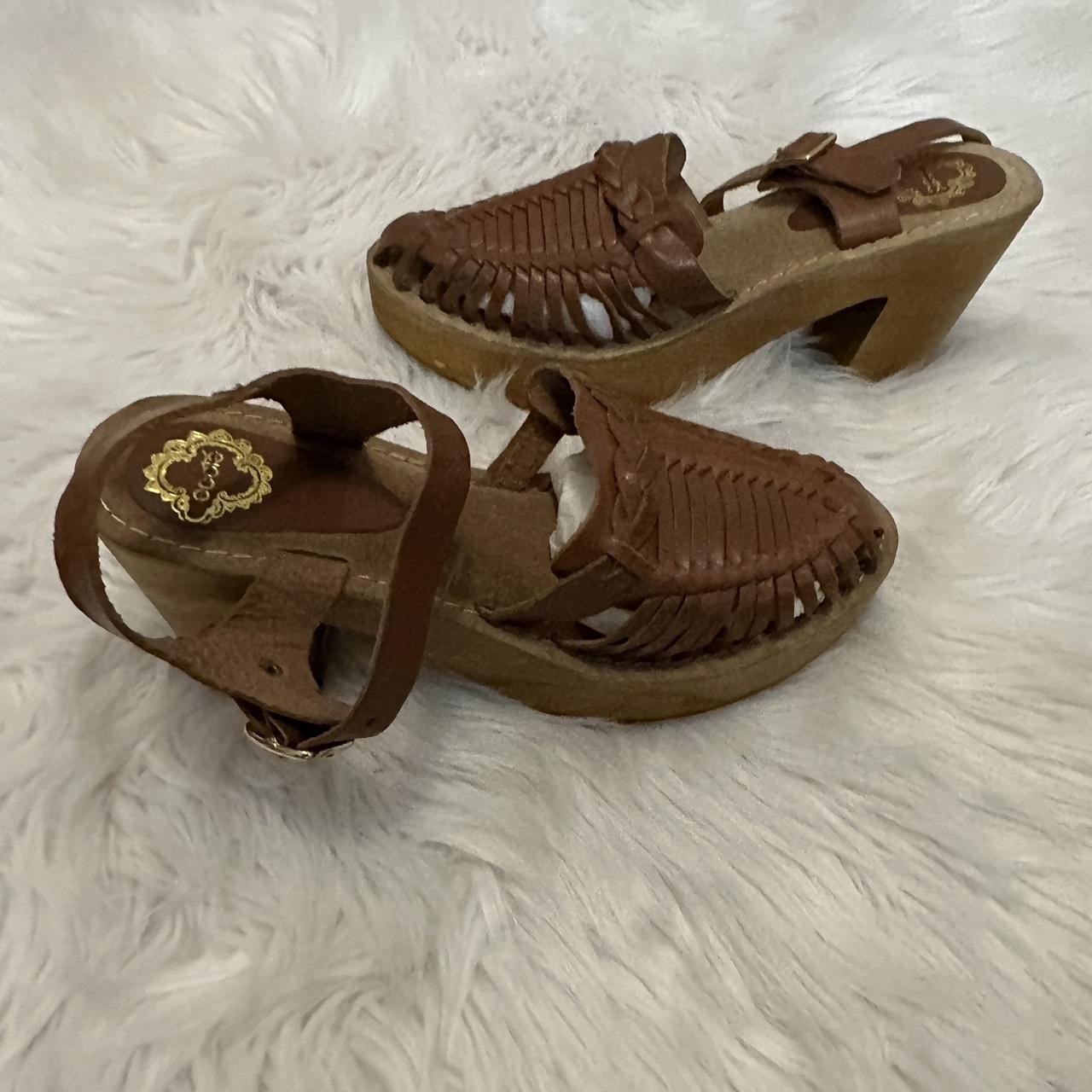 Size Ecote’ Brown Platform Leather Sandals