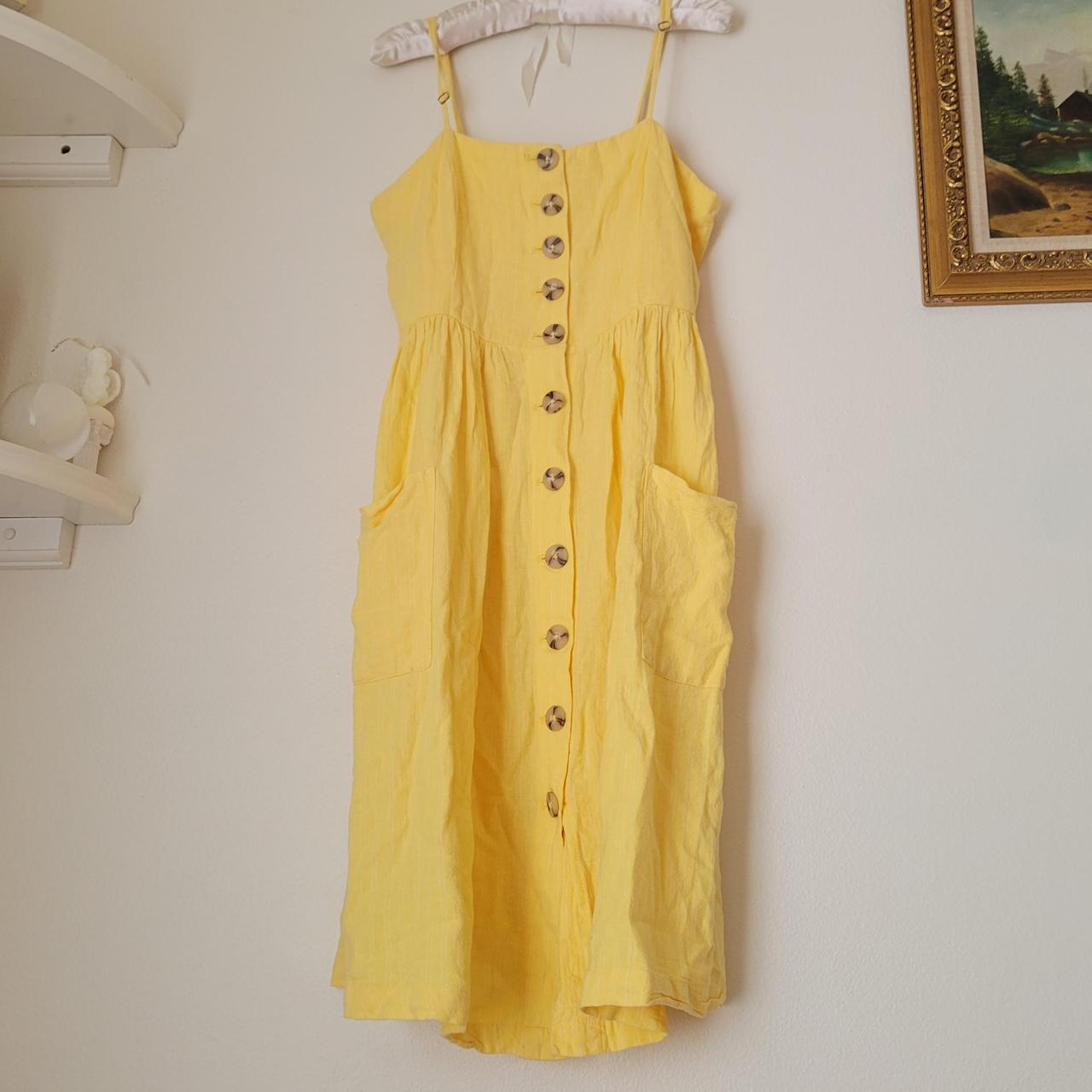 Yellow Button Down Midi Cami Sundress with. Depop