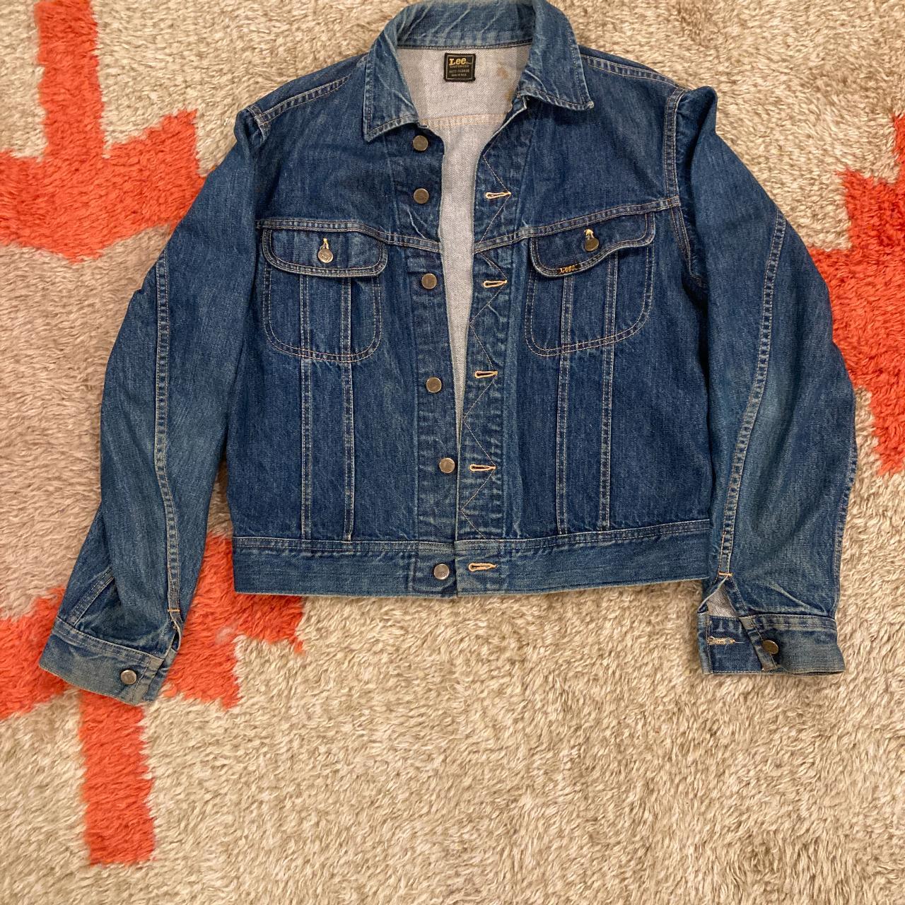 Oversized vintage Lee denim jacket. One stain on... - Depop