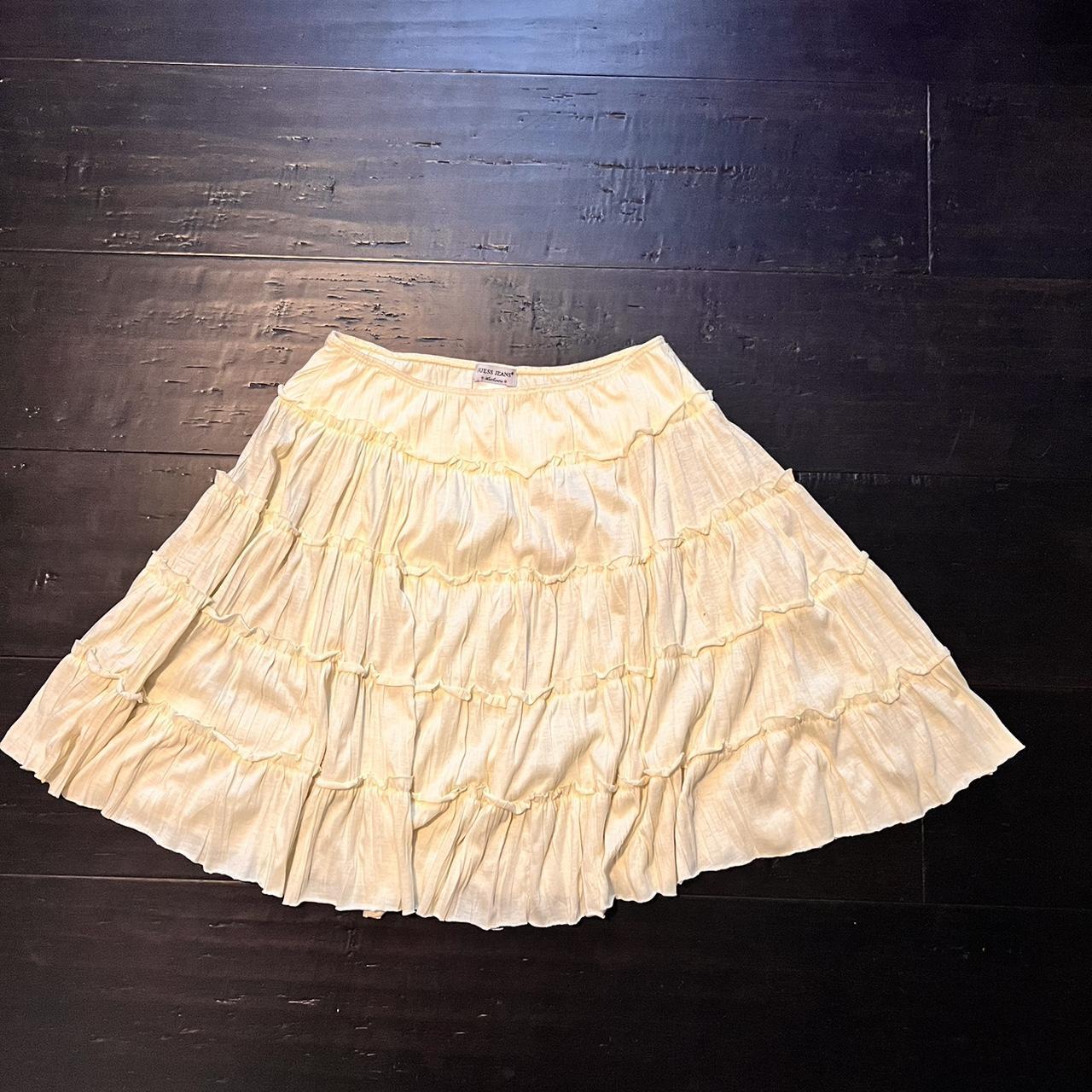 Low rise light yellow soft prairie skirt from