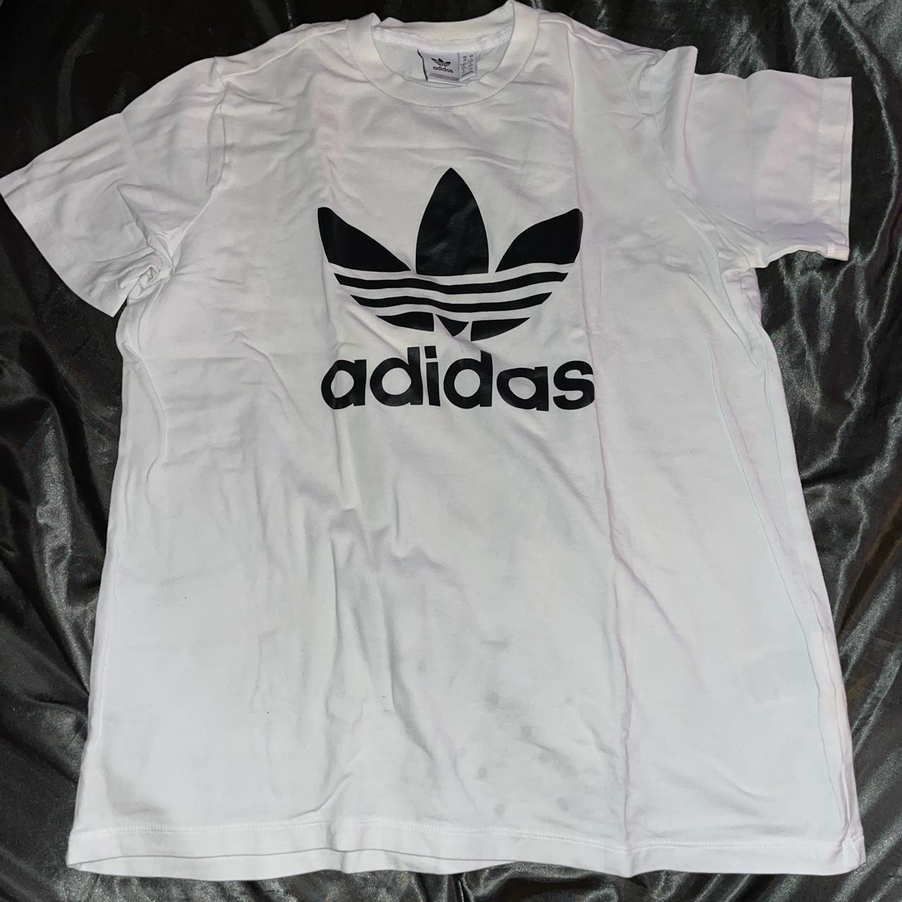 - classic adidas black and white tshirt - mens size... - Depop