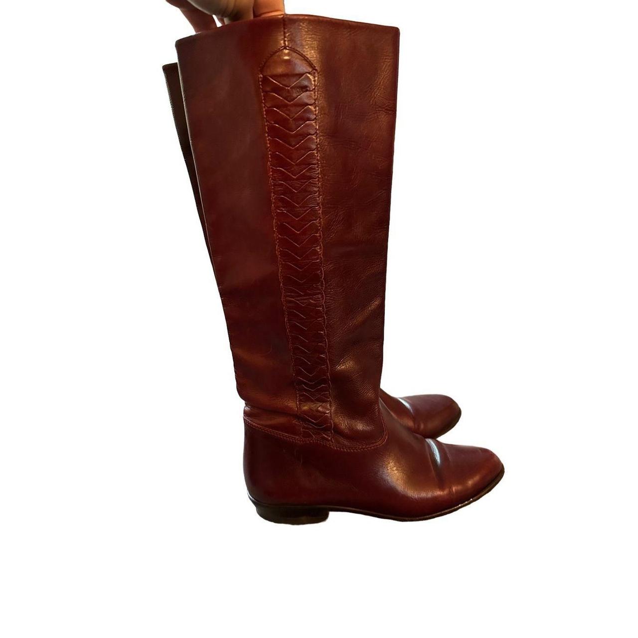 Enzo Angiolini Red Leather Braided Detail Italian... Depop