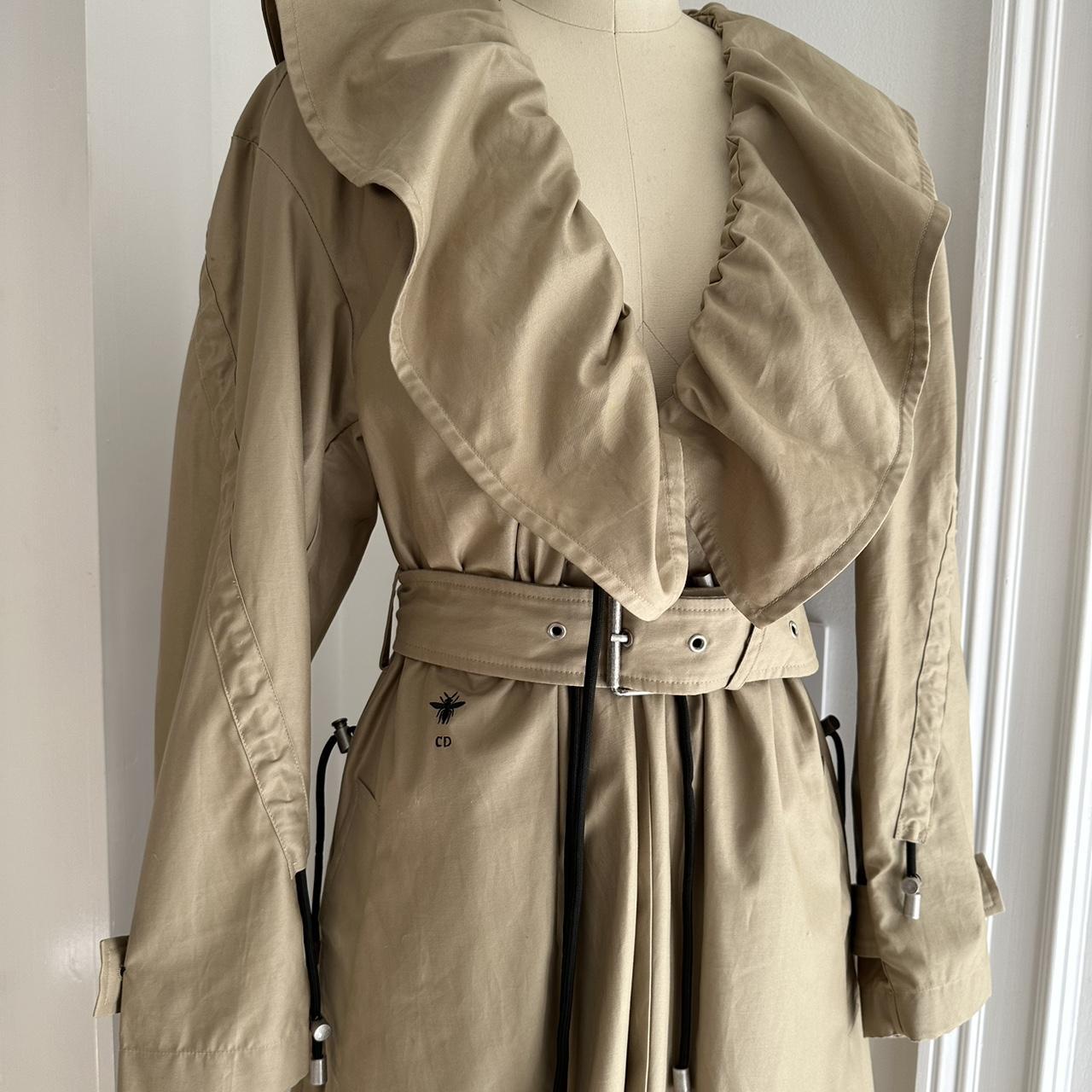 Dior 23 Trench Coat with Ruffles Beige Cotton... - Depop