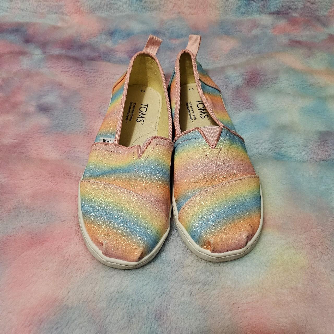 Tom's rainbow glitter shoes Kids size but can Depop