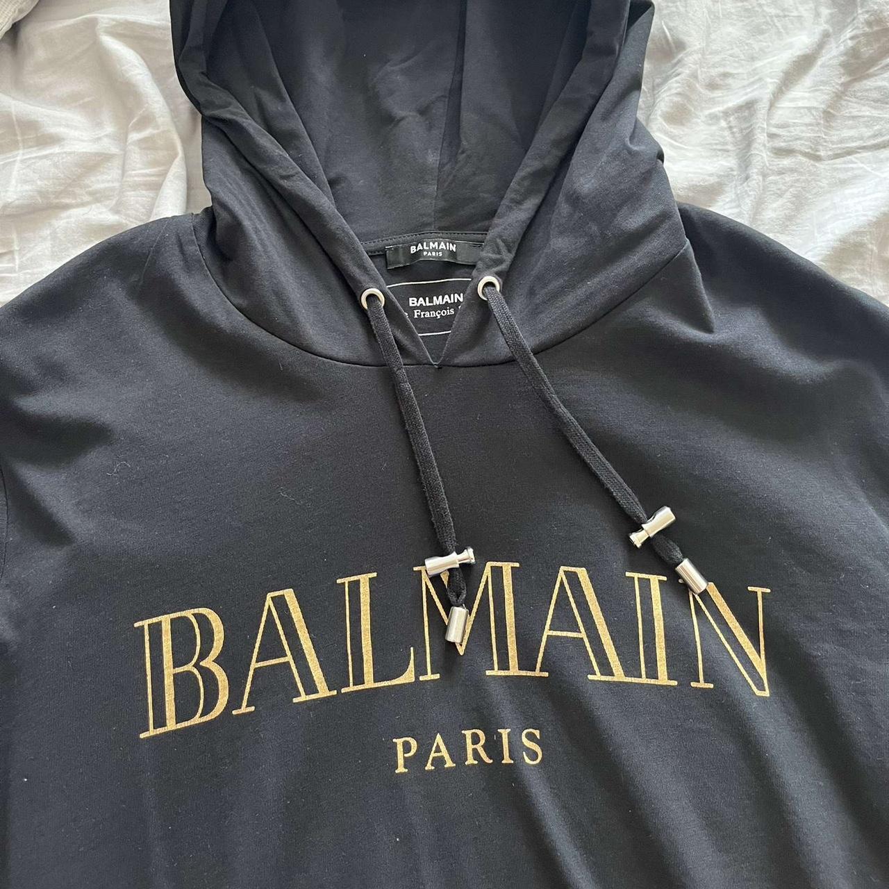 Balmain Black and Gold Hoodie Bought for 295 - Depop